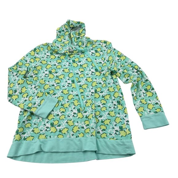 Crown & Ivy Womens Green & Yellow Floral Print Hooded Sweatshirt L - Picture 1 of 7